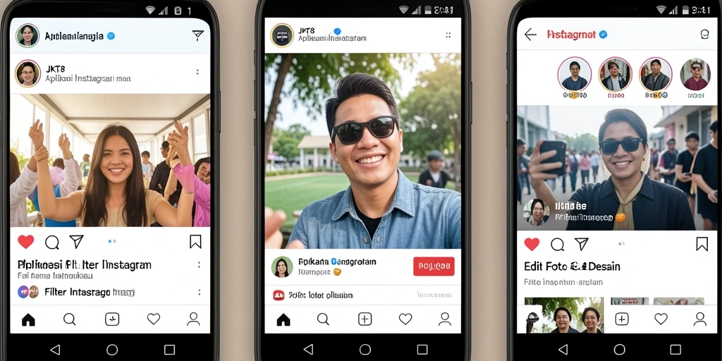 Tampilan antarmuka JKT8 dengan berbagai pilihan Filter Instagram yang menarik.