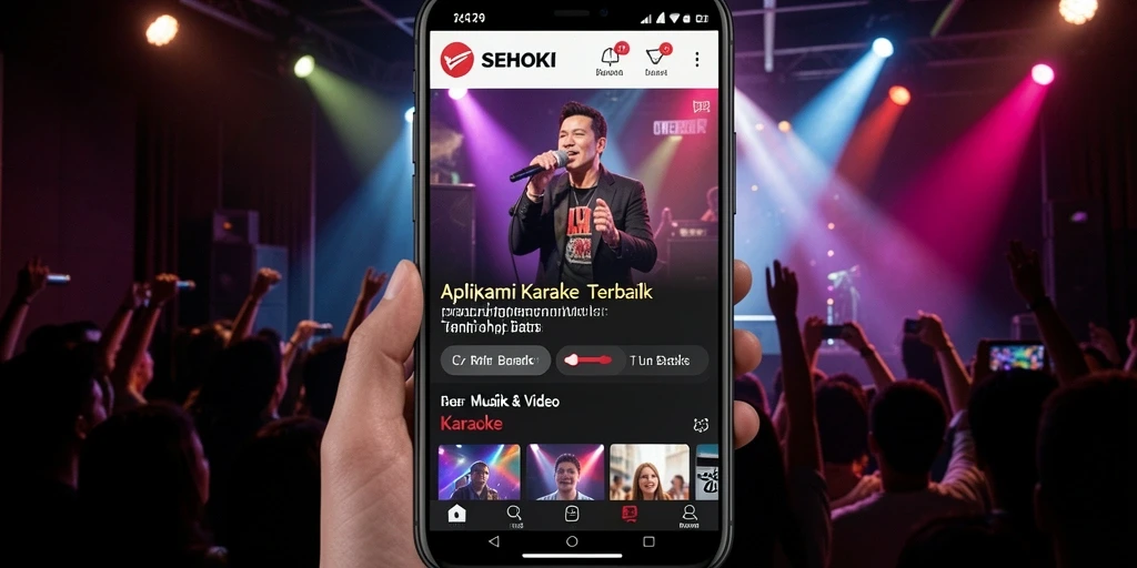 Screenshot antarmuka SEHOKI menampilkan berbagai pilihan lagu Karaoke.