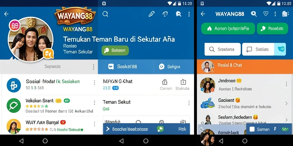 Tampilan antarmuka aplikasi WAYANG88 untuk menemukan teman baru.